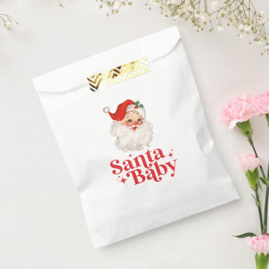Retro Santa Baby kerst baby shower Bedankzakje (Gezegeld)