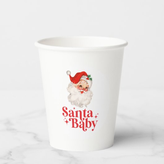 Retro Santa Baby kerst baby shower Papieren Bekers (Voorkant)
