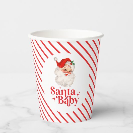 Retro Santa Baby kerst baby shower Papieren Bekers (Voorkant)