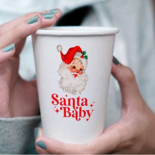 Retro Santa Baby kerst baby shower Papieren Bekers