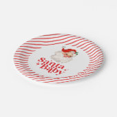 Retro Santa Baby kerst baby shower Papieren Bordje (Gekanteld)