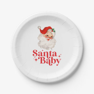 Retro Santa Baby kerst baby shower Papieren Bordje
