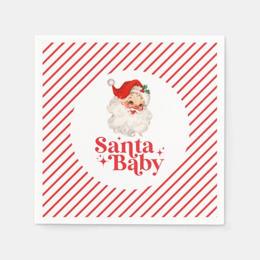 Retro Santa Baby kerst baby shower Servet (Voorkant)