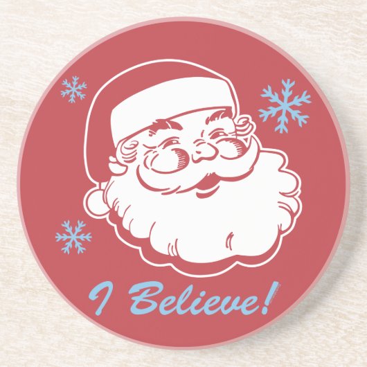 Retro Santa Believe Onderzetter (Voorkant)
