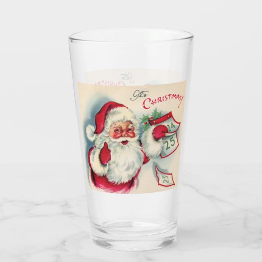 Retro Santa Bezoek Holiday Glas (Achterkant)