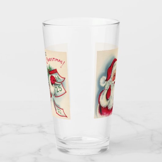 Retro  Santa Bezoek Holiday Glas (Links)