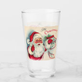 Retro Santa Bezoek Holiday Glas (Voorkant)