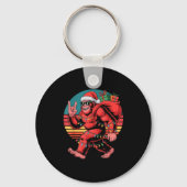 Retro Santa Bigfoot Christmas Funny Sasquatch Xmas Sleutelhanger (Voorkant)