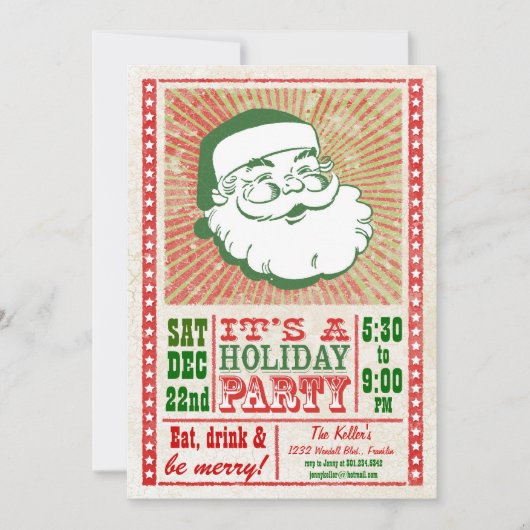 Retro Santa Billboard Holiday Uitnodiging (Voorkant)
