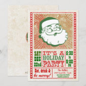 Retro Santa Billboard Holiday Uitnodiging (Voorkant / Achterkant)