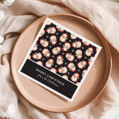 Retro Santa Black Gepersonaliseerde Naam Kerstmis Servet