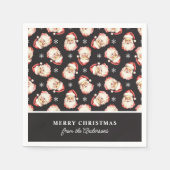 Retro Santa Black Gepersonaliseerde Naam Kerstmis Servet (Voorkant)