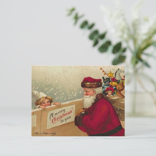 Retro Santa Briefkaart (Staand voorkant)