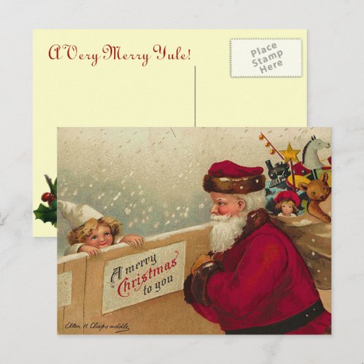 Retro Santa Briefkaart (Voorkant / Achterkant)