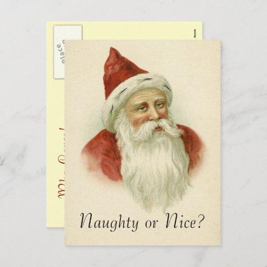 Retro Santa Briefkaart (Voorkant / Achterkant)