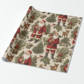  Retro Santa Cadeaupapier (Uitgerold)