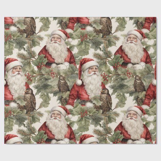 Retro Santa Cadeaupapier (Vlak)