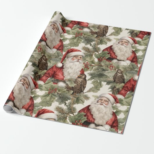  Retro Santa Cadeaupapier (Uitgerold)