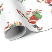  Retro Santa Candy Cane Pogo Stick Cadeaupapier (Rol Hoek)