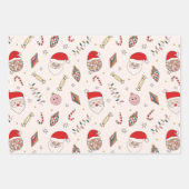 Retro Santa Checker Happy Ornamenten Inpakpapier Vel (Voorkant 2)