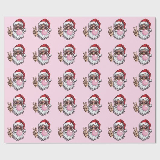 Retro Santa Christmas Blowing Bubble  Cadeaupapier (Vlak)