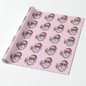 Retro Santa Christmas Blowing Bubble  Cadeaupapier (Uitgerold)