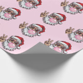 Retro Santa Christmas Blowing Bubble  Cadeaupapier (Hoek)