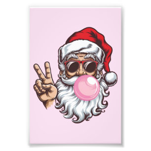 Retro Santa Christmas Blowing Bubble  Foto Afdruk