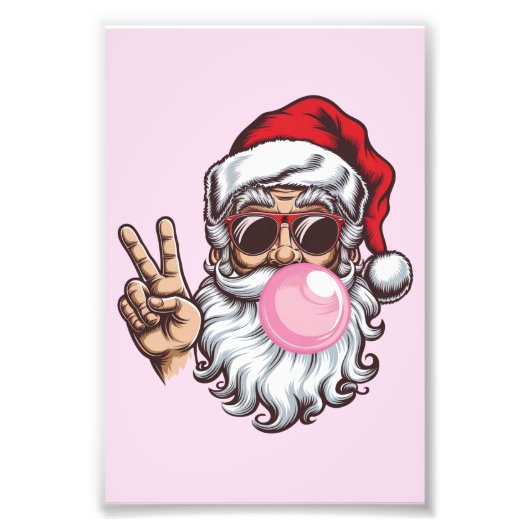 Retro Santa Christmas Blowing Bubble Foto Afdruk (Voorkant)