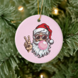 Retro Santa Christmas Blowing Bubble Keramisch Ornament<br><div class="desc">Retro Kerstman Blowing Bubble Vrolijk Kerstfeest Grappige Kerstman met Zonnebril Xmas Vakantie</div>