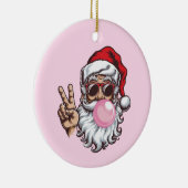 Retro Santa Christmas Blowing Bubble  Keramisch Ornament (Rechts)