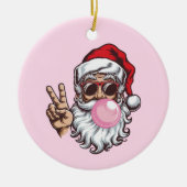Retro Santa Christmas Blowing Bubble  Keramisch Ornament (Voorkant)