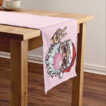 Retro Santa Christmas Blowing Bubble  Korte Tafelloper<br><div class="desc">Retro Kerstman Blowing Bubble  Vrolijk Kerstfeest Grappige Kerstman met Zonnebril Xmas Vakantie</div>