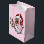 Retro Santa Christmas Blowing Bubble  Medium Cadeauzakje<br><div class="desc">Retro Kerstman Blowing Bubble  Vrolijk Kerstfeest Grappige Kerstman met Zonnebril Xmas Vakantie</div>