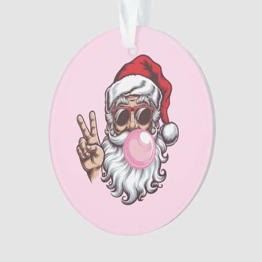 Retro Santa Christmas Blowing Bubble  Ornament (voorkant)