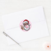 Retro Santa Christmas Blowing Bubble  Ronde Sticker (Envelop)