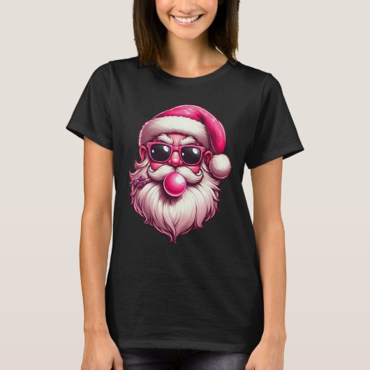 Retro Santa Christmas Blowing Bubble T-shirt (Voorkant)