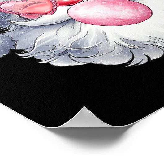 Retro Santa Christmas Bubble Gum Pink Sung Poster (Hoek)