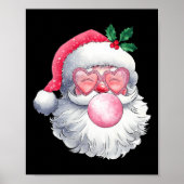 Retro Santa Christmas Bubble Gum Pink Sung Poster (Voorkant)