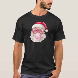  Retro Santa Christmas Bubble Gum Pink Sung T-shirt