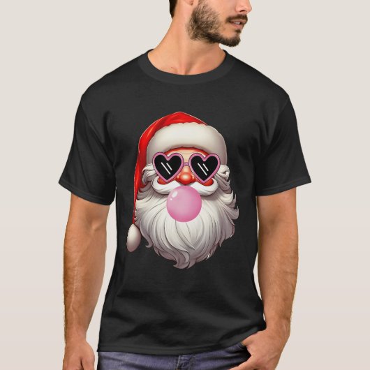  Retro Santa Christmas Bubble Gum Pink Sung T-shirt (Voorkant)