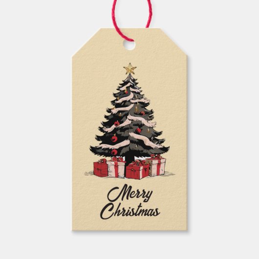 Retro Santa Christmas Gift Label Cadeaulabel (Voorkant)