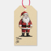 Retro Santa Christmas Gift Label Cadeaulabel (Achterkant)