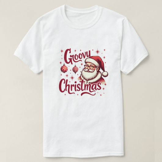 Retro Santa Christmas – Groovy Vakantiestijl T-shirt (Design voorkant)