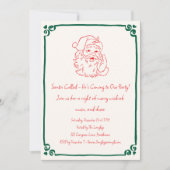 Retro Santa Christmas Party Whimsical Doodle Kaart (Voorkant)