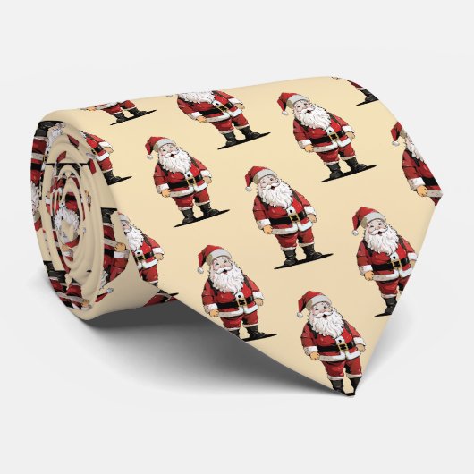 Retro Santa Christmas-Stropdas Stropdas (Opgerold)