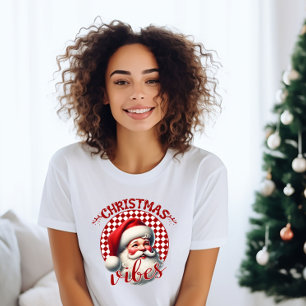 Retro Santa Christmas Vibes T-shirt voor dames