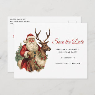 Retro Santa Classic Kerstmis Save the Date Uitnodiging Briefkaart