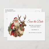 Retro Santa Classic Kerstmis Save the Date Uitnodiging Briefkaart (Voorkant / Achterkant)