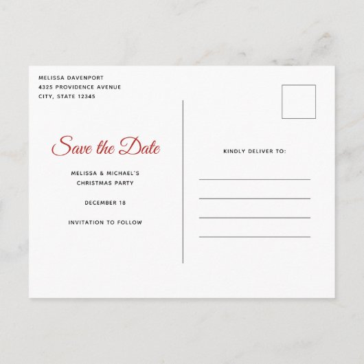Retro Santa Classic Kerstmis Save the Date Uitnodiging Briefkaart (Achterkant)